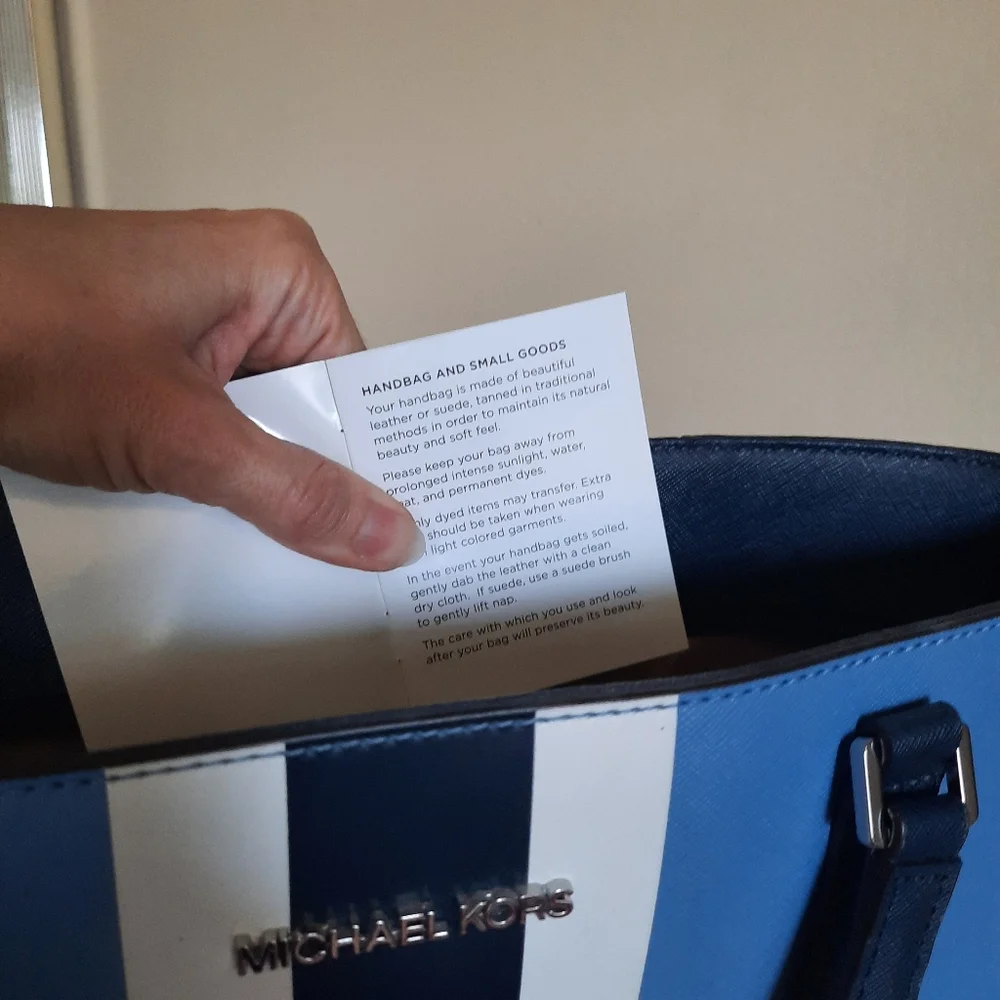 Michael Kors Blue and White Tote Bag